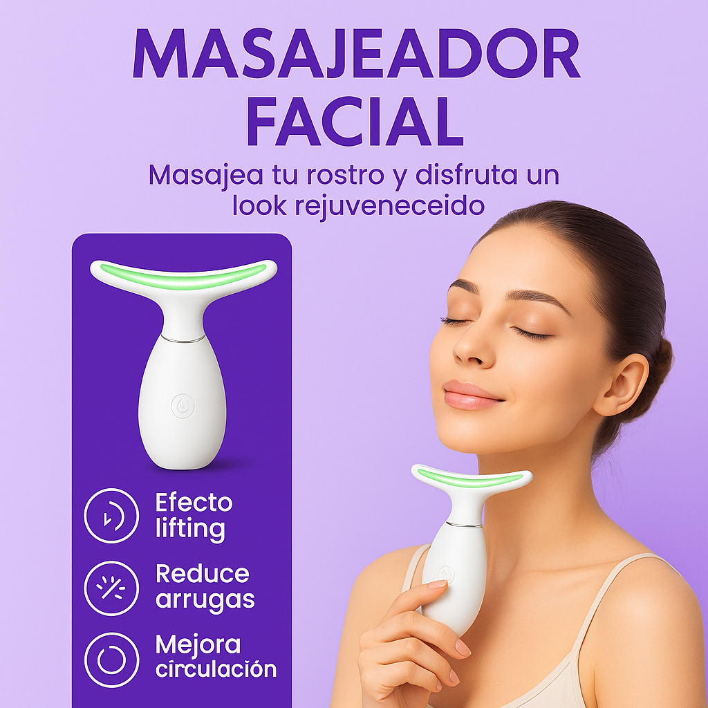 MASAJEADOR FACIAL™ Elimina arrugas, acné y papada 3 EN 1